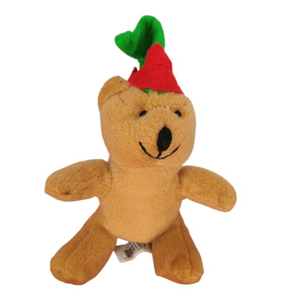 Oriental Trading 5 Inch mini small Plush Holiday Teddy Bear With Elf Hat - Picture 1 of 7